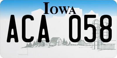 IA license plate ACA058
