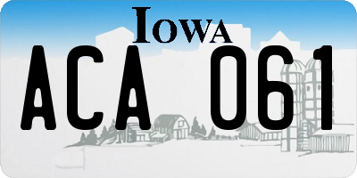 IA license plate ACA061