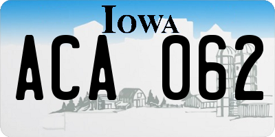 IA license plate ACA062