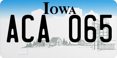 IA license plate ACA065