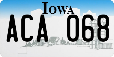 IA license plate ACA068