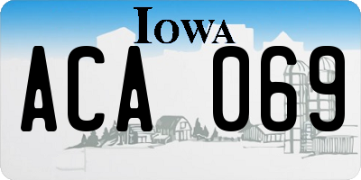 IA license plate ACA069