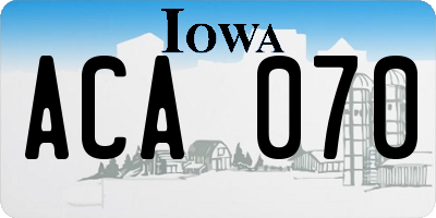 IA license plate ACA070
