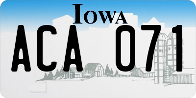 IA license plate ACA071