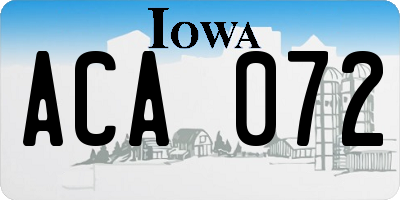IA license plate ACA072
