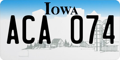 IA license plate ACA074