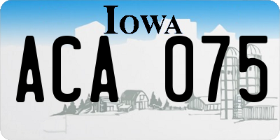 IA license plate ACA075