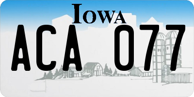 IA license plate ACA077
