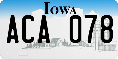 IA license plate ACA078