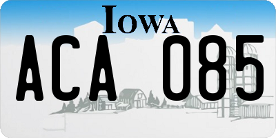IA license plate ACA085