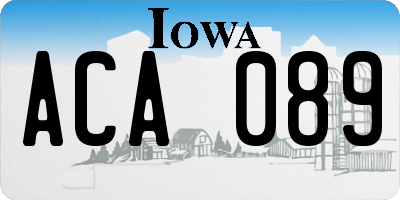 IA license plate ACA089