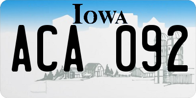 IA license plate ACA092