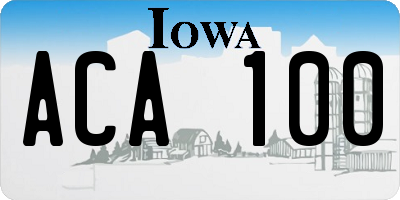 IA license plate ACA100