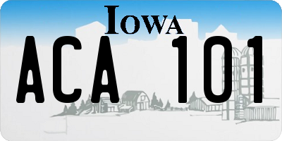 IA license plate ACA101