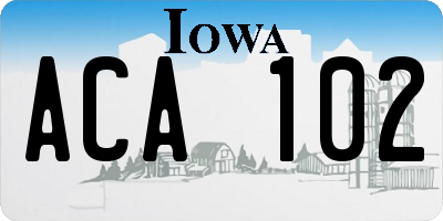 IA license plate ACA102