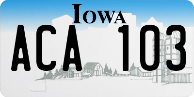 IA license plate ACA103