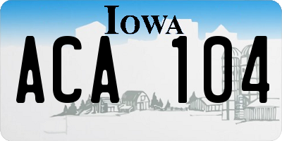 IA license plate ACA104