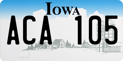 IA license plate ACA105