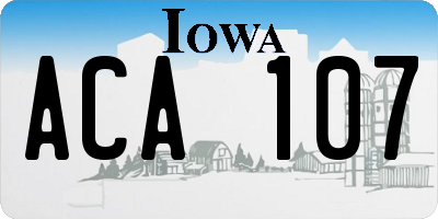 IA license plate ACA107