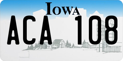 IA license plate ACA108