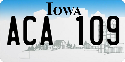 IA license plate ACA109