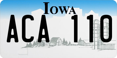 IA license plate ACA110