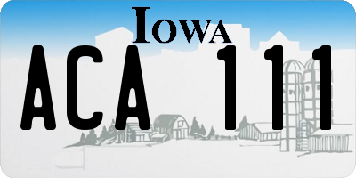 IA license plate ACA111