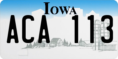 IA license plate ACA113