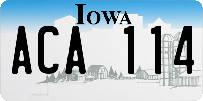 IA license plate ACA114