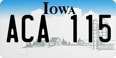 IA license plate ACA115