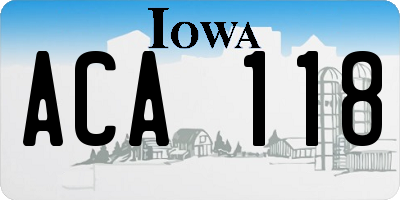 IA license plate ACA118