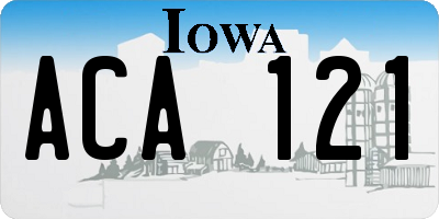 IA license plate ACA121