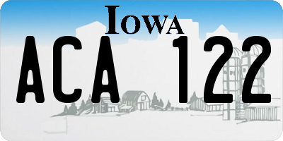 IA license plate ACA122