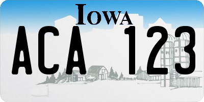IA license plate ACA123