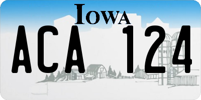 IA license plate ACA124