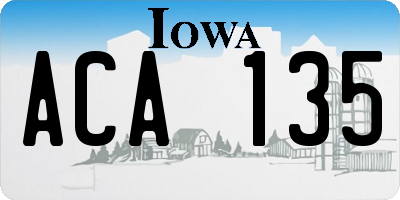 IA license plate ACA135
