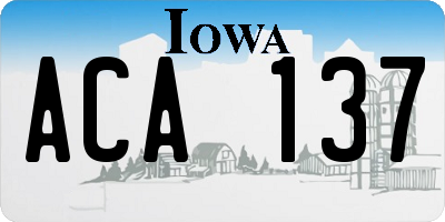 IA license plate ACA137