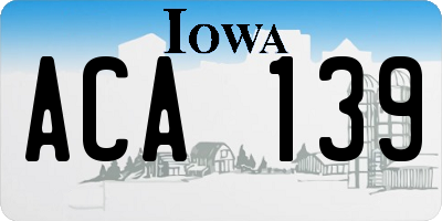 IA license plate ACA139
