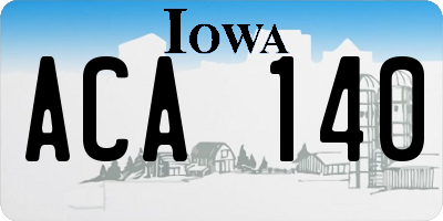 IA license plate ACA140