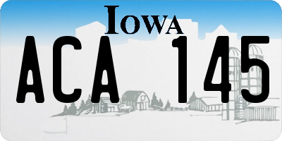 IA license plate ACA145
