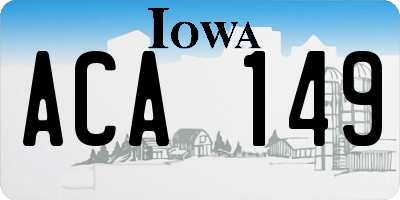 IA license plate ACA149