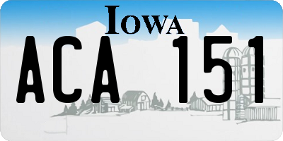 IA license plate ACA151