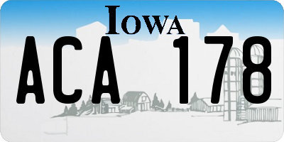 IA license plate ACA178