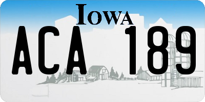 IA license plate ACA189