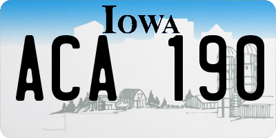 IA license plate ACA190