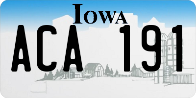 IA license plate ACA191