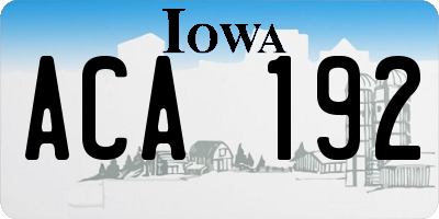 IA license plate ACA192