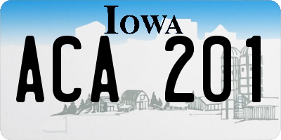 IA license plate ACA201