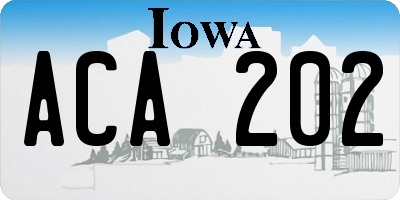 IA license plate ACA202