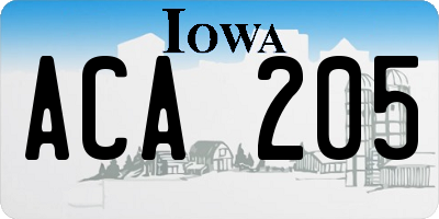 IA license plate ACA205